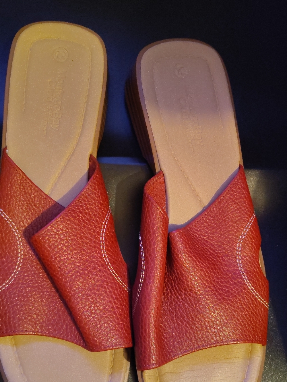 Montego Bay Club Red Leather Slip-On Mules